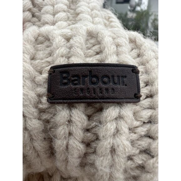 Barbour cream cable-knit pom pom fisherman beanie gorpcore hiking - Picture 2 of 7